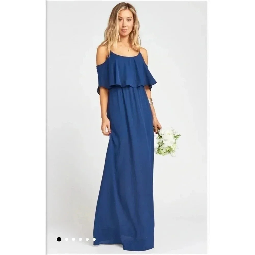 Show Me Your MuMu Caitlin Ruffle Maxi Dress
Navy
